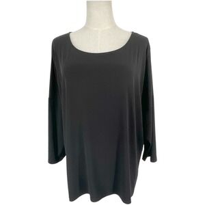 Chico's Black Long Sleeve Scoop Neck‎ Tunic Top Sz 3 XL Us 16 Dark Academia Goth